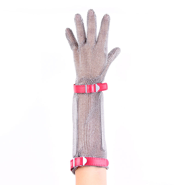 Длинные перчатки с пятью пальцами и пластиковым ремешком