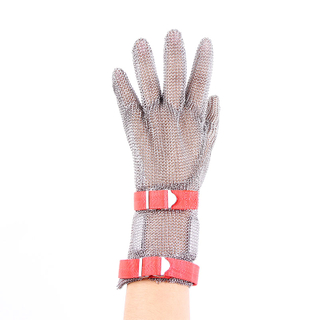 Длинные перчатки с пятью пальцами длиной 8 см и текстильным ремешком