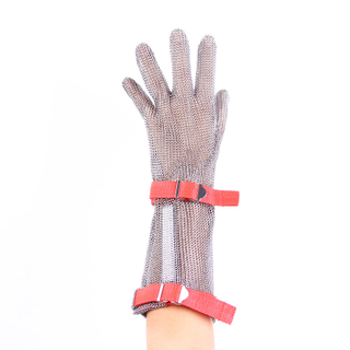 Vijfvinger 15 cm lange handschoen met textielband