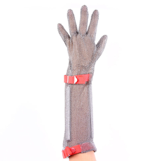 Five Finger Long Glove With Textile Strap