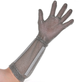 Langer Fünf-Finger-Handschuh mit breitem Federband